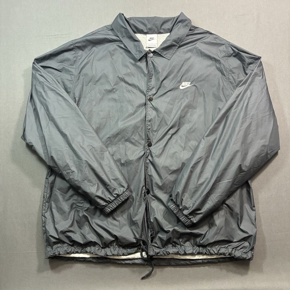 Nike Coaches Jacket Mens Large Black Jersey Lined Windbreaker FN3316-010